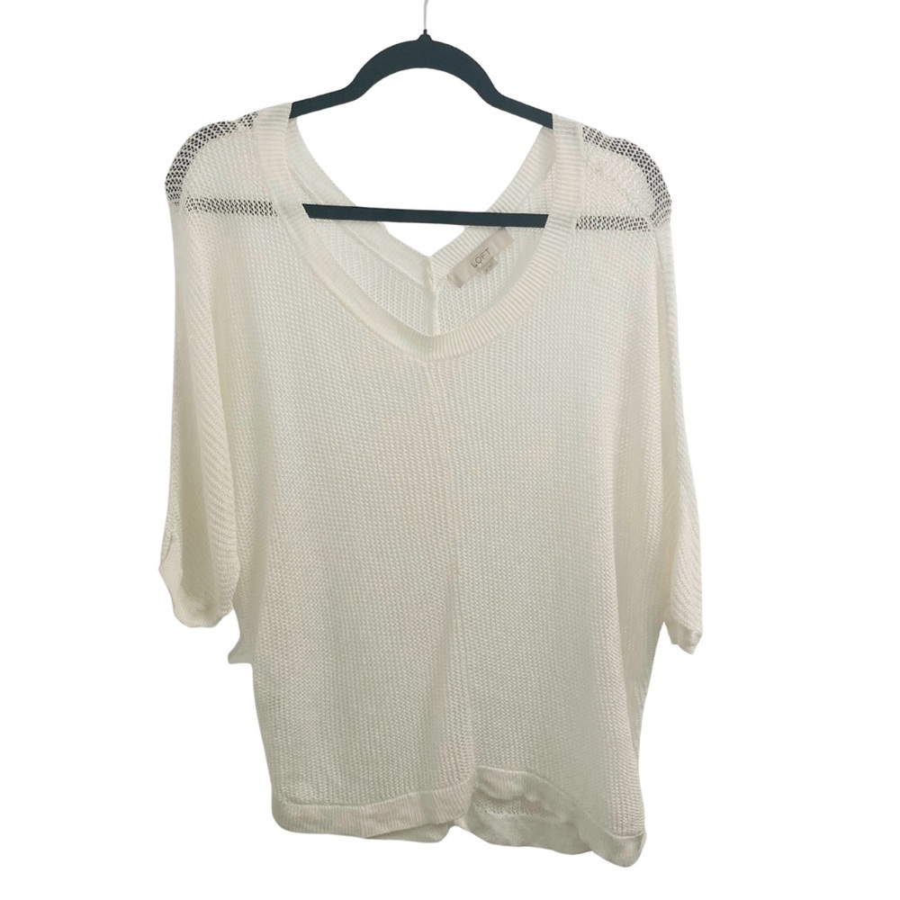 LOFT White Loose Knit Sweater Size M